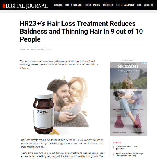 Digital Journal HR23+ Hair Growth Supplement review 