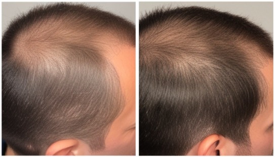 Hair growth results in men — HR23+ with minoxidil and ketoconazole before and after