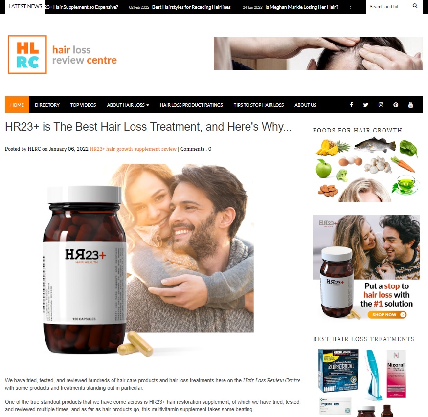 hair loss review centre HR23+ review 