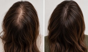 female before and after hair growth 1